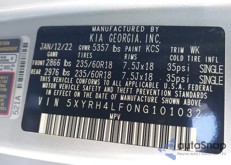 2022 Kia Sorento Ex from USA, damaged, VIN 5XYRH4LF0NG101032